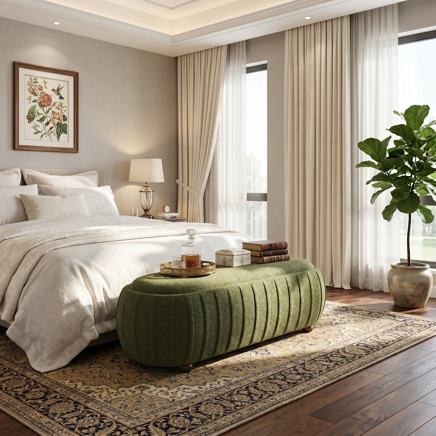 Upholstered Ottoman,Oval shape