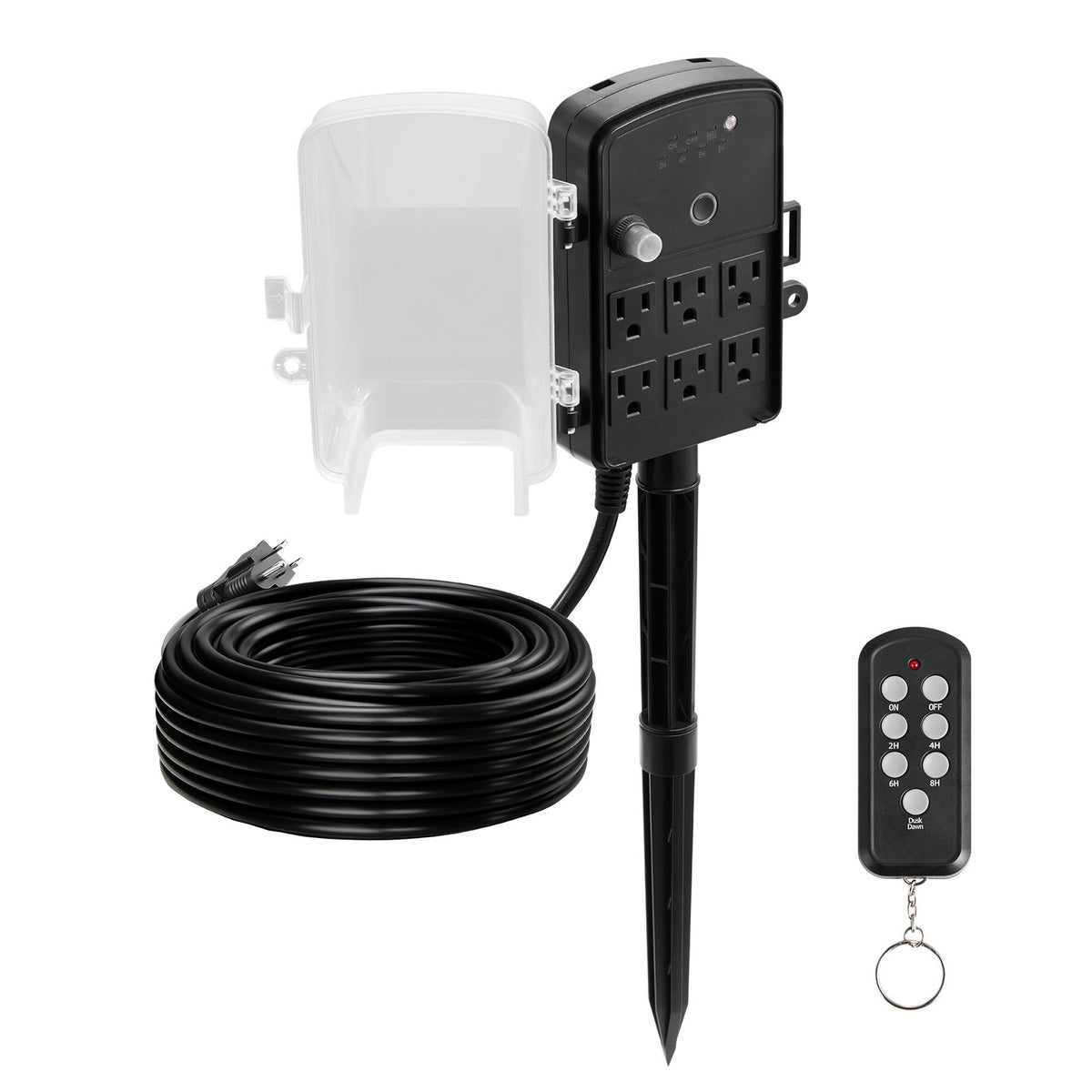 Outdoor Power Stake, 100FT Extension Cord, Outdoor Power Strip Weatherproof with