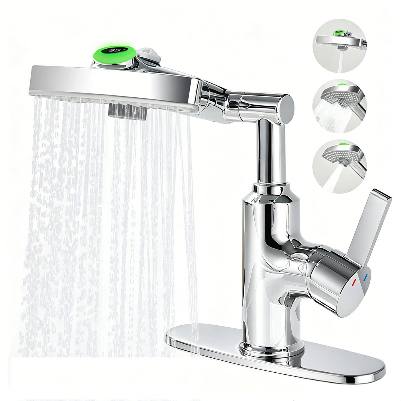 LED Temperature Display Bathroom Faucet 360 Rotating Spout