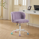 Swivel Chair Faux Alpaca Violet Vanity Bedroom Ergonomic 22.5x31.9 In