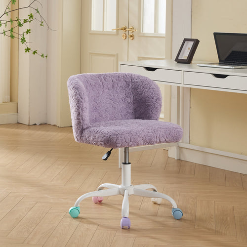 Swivel Chair Faux Alpaca Violet Vanity Bedroom Ergonomic 22.5x31.9 In