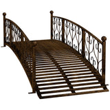 7' Metal Garden Arch Bridge with Scrollwork Design Bronze