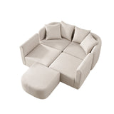 Sofa L-Shape Modular Velvet Beige 4-Seat Pocket Spring 118in