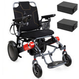 Wheelchair Electric Foldable Aluminum 40 Mile Dual Battery Black Red 42 In