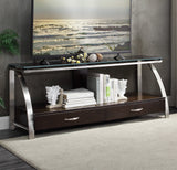 Modern Glass Top TV Stand Stainless Steel Frame Console Table