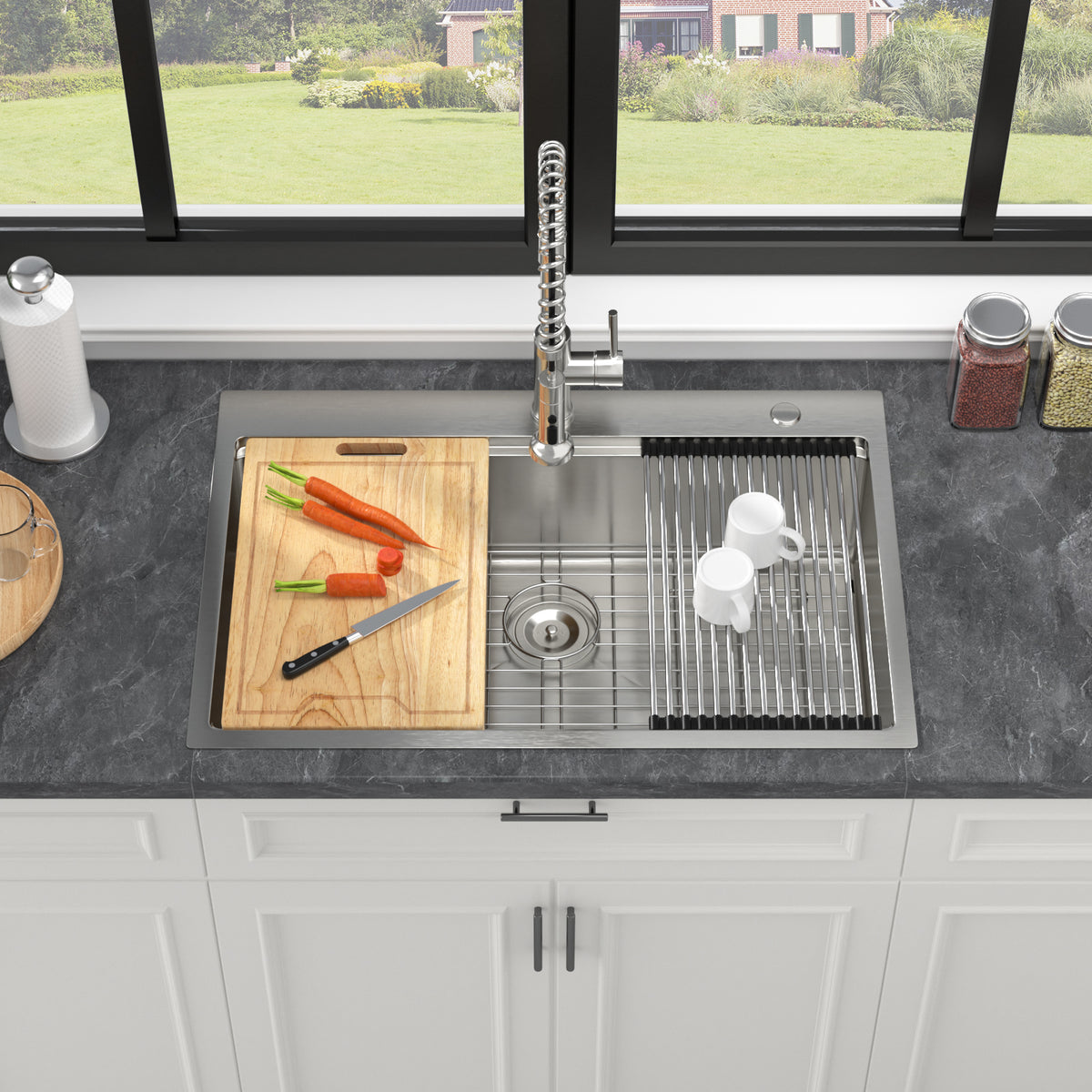 33 Drop In Kitchen Sink - 33 x 22 x 9 Stainless Steel Drop In Sink Ledge