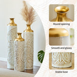 Large Glazed Metal Droplet Vase - White Modern Home Decor