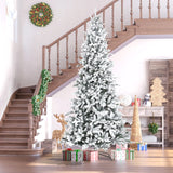 HOMCOM 9 Foot Pine Snow Flocked Artificial Christmas Tree with 616 Realistic Ced