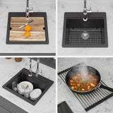 Quartz Bar Sink - 21" x 20" x 9-5/8" Black granite composite Workstation