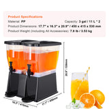 Beverage Dispenser, 3 Gallon x 2 Drink Dispensers for Parties