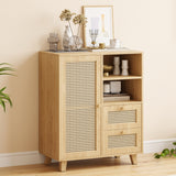 Rattan Buffet Cabinet with Adjustable Shelf and Drawers