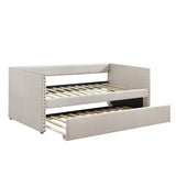 Daybed with Trundle Wood Sleeper Beige