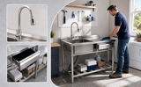 Stainless Steel Utility Sink, Freestanding Sink 3