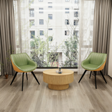 29.53 'MDF modern round coffee table and 2 PU dining chairs set, ring-striped
