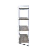 Etagere Bookshelf - Wood & Metal - Chrome - 4 Open Shelves
