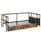 Twin Engineered Wood Platform Bed with Storage Drawers Black
