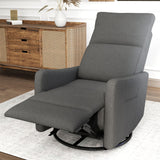 Velvet Recliner Swivel Power Dark Gray