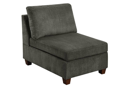Grey Chenille Armless Accent Chair with Cushion Seat