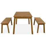 Acacia Wood 3-Piece Dining Set with Table and Bench