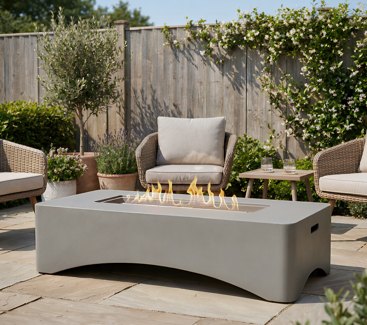 56" Propane Fire Pit Table Rectangular 50000 BTU Gas Patio
