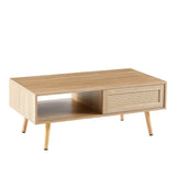 Solid Wood Coffee Table with Storage Natural