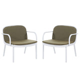 Luna Outdoor PP Club Chair Set - White Green Cushion