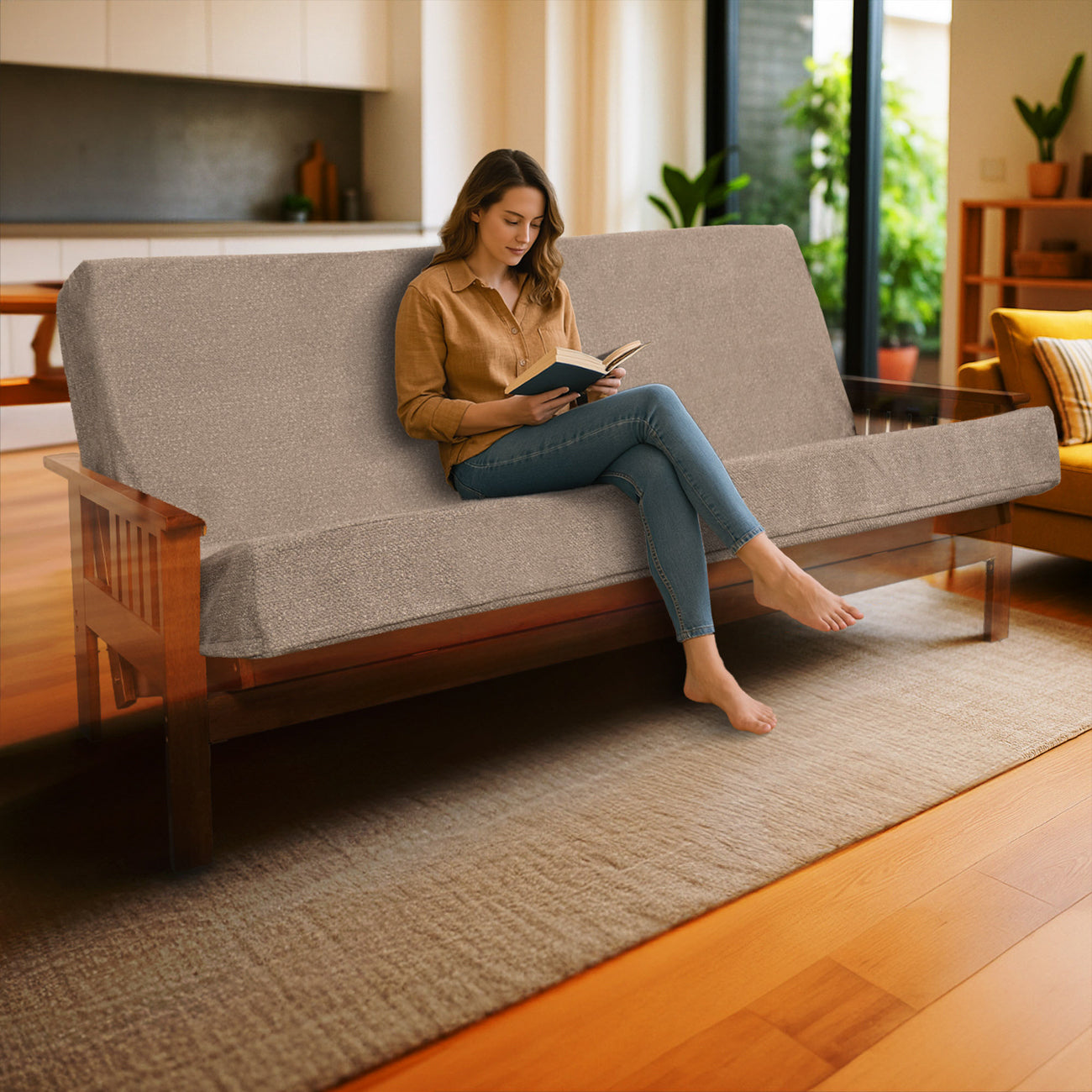 Memory Foam Full XL Futon Mattress Washable Cover Foldable