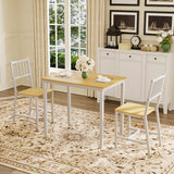 Metal Bar Table Set White/Natural