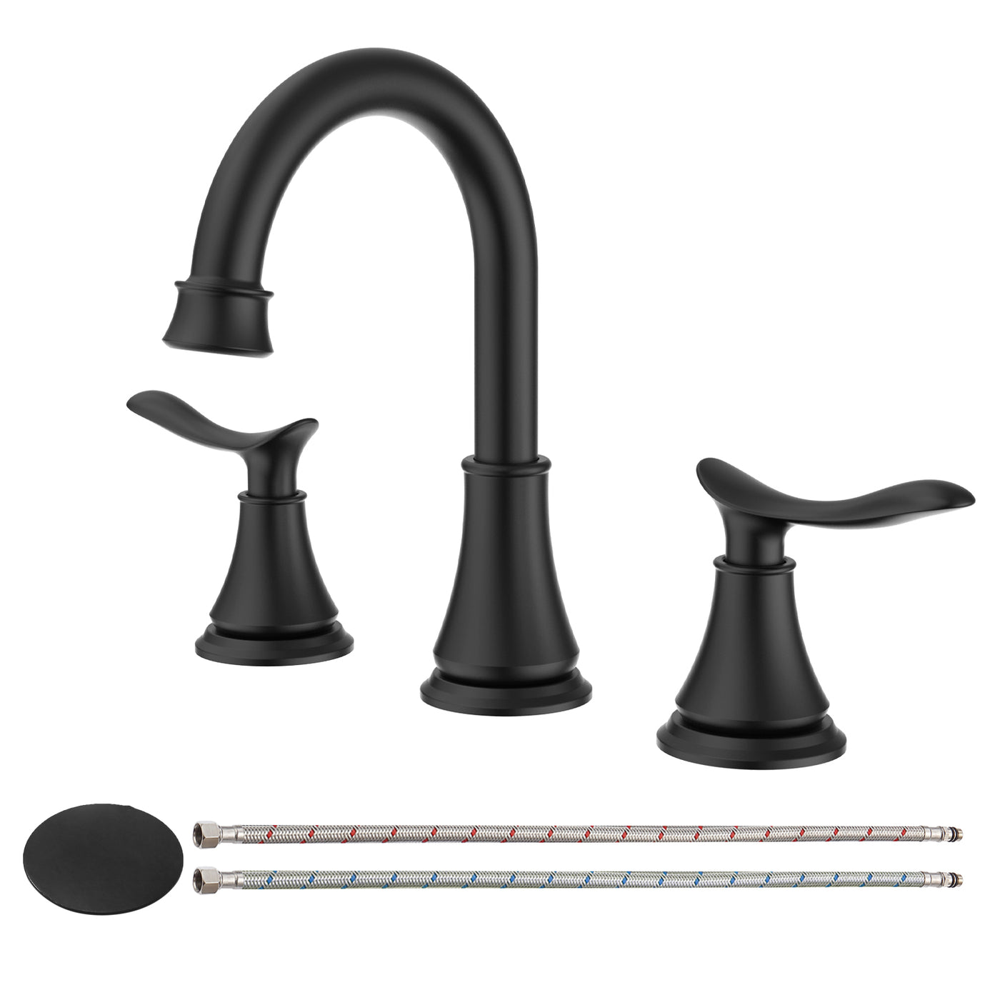 8 inch Widespread 2-Handle Matte Black Bathroom Sink Faucet
