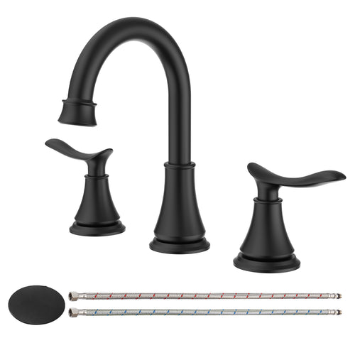 8 inch Widespread 2-Handle Matte Black Bathroom Sink Faucet