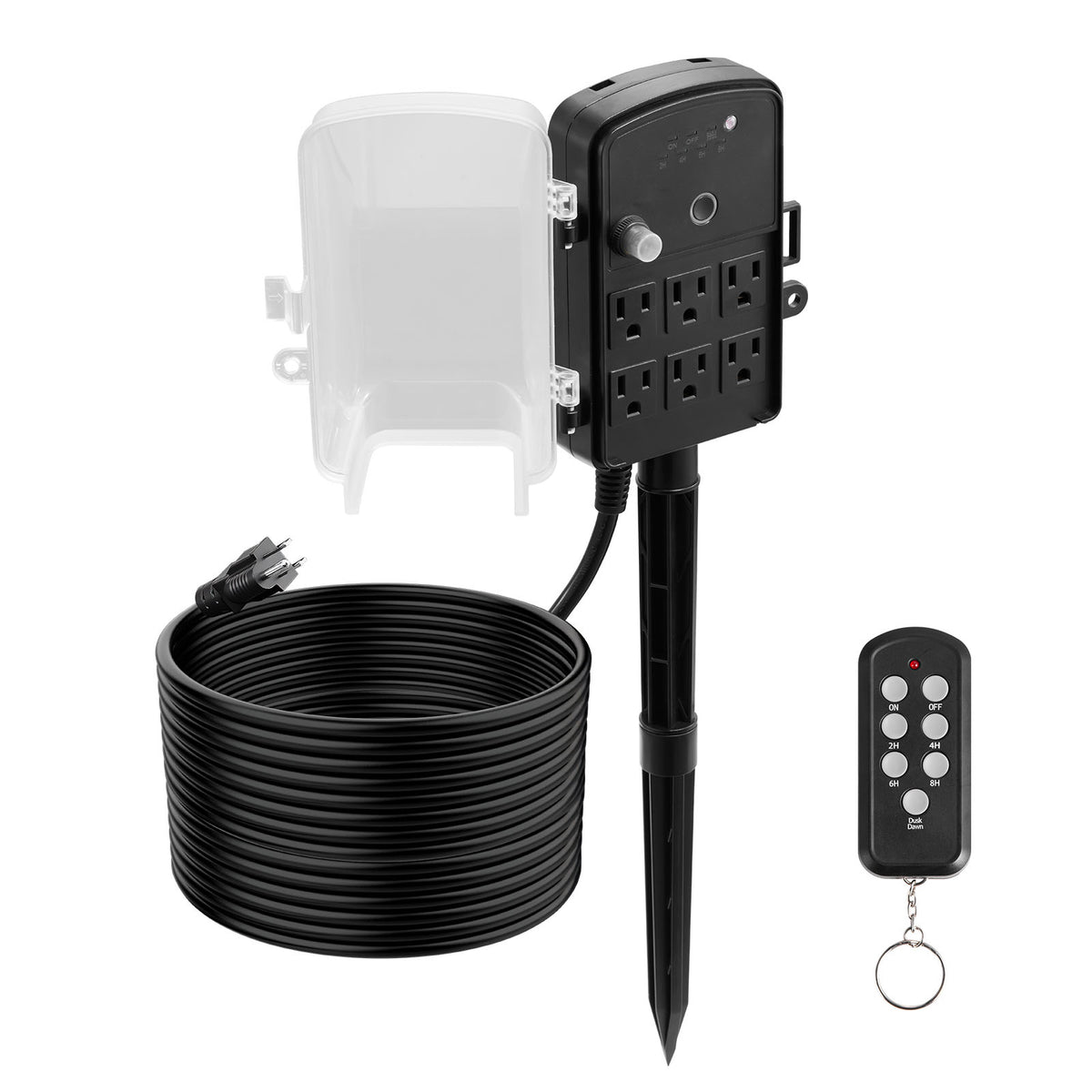 Outdoor Power Stake, 50FT Extension Cord, Outdoor Power Strip Weatherproof with