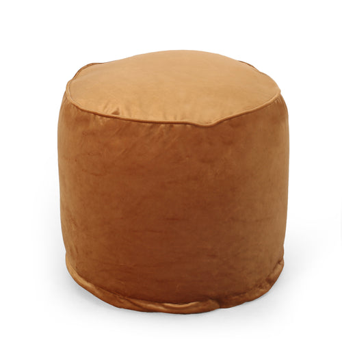 Apricot Velvet Floor Cushion Pouf Ottoman 16x16x16