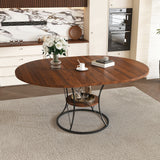 Stone Dining Table Walnut/Black 49"