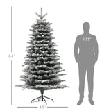 HOMCOM 6.5 ft Pre-Lit Mountain Pine Artificial Christmas Tree, Snow Flocked Chri
