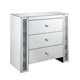Console Cabinet - Glam - Mirrored with Faux Agate Inlay - 3 Drawers