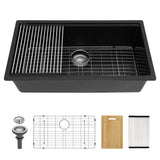 Black Granite Composite Undermount Kitchen Sink 30" x 19