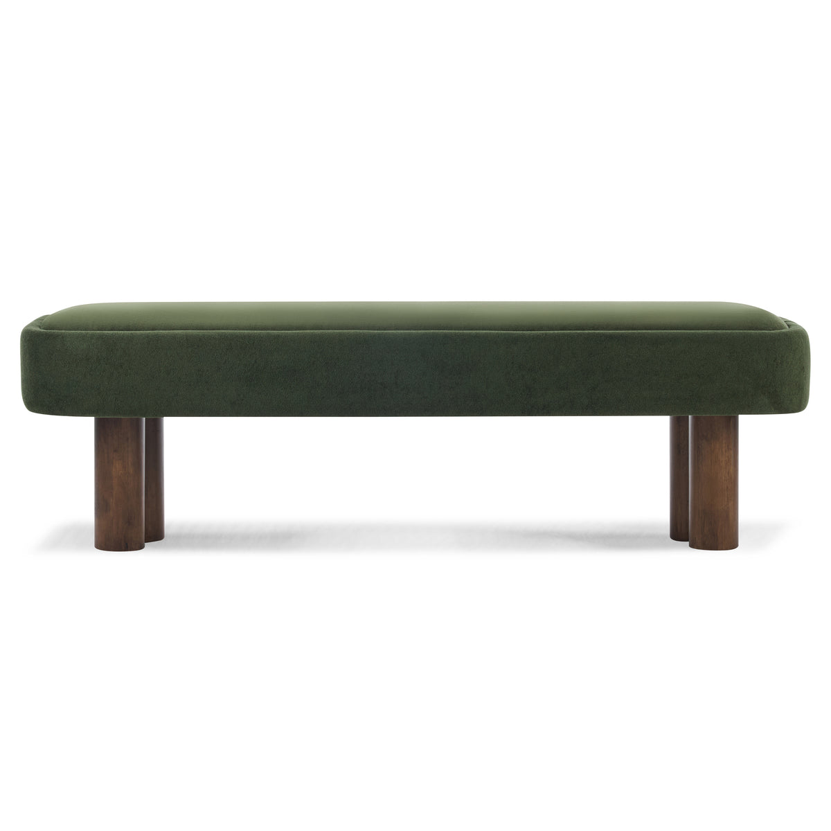 Indoor Green Fabric Dining Bench with Walnut Color Legs, 60.04'L Upholstered Sea