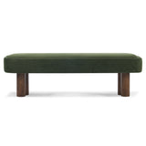 Indoor Green Fabric Dining Bench with Walnut Color Legs, 60.04'L Upholstered Sea