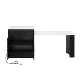 K&K 82.7 inch Kitchen Island with Extendable Dining Table for 4-6 Person,Faux Ma
