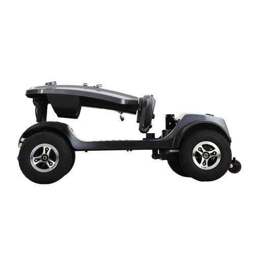Mobility Scooter Base Frame Iron Gray LED Lights Anti-Tip Wheels