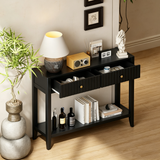 Engineered Wood Console Table with Storage Black