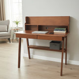 Pine Desk with Storage Walnut