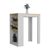 Kitchen Island - White & Macadamia - Bottle Shelves - 41"H