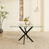 Rectangular Glass Dining Table Black 47"