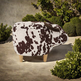 Fabric Ottoman Brown/White