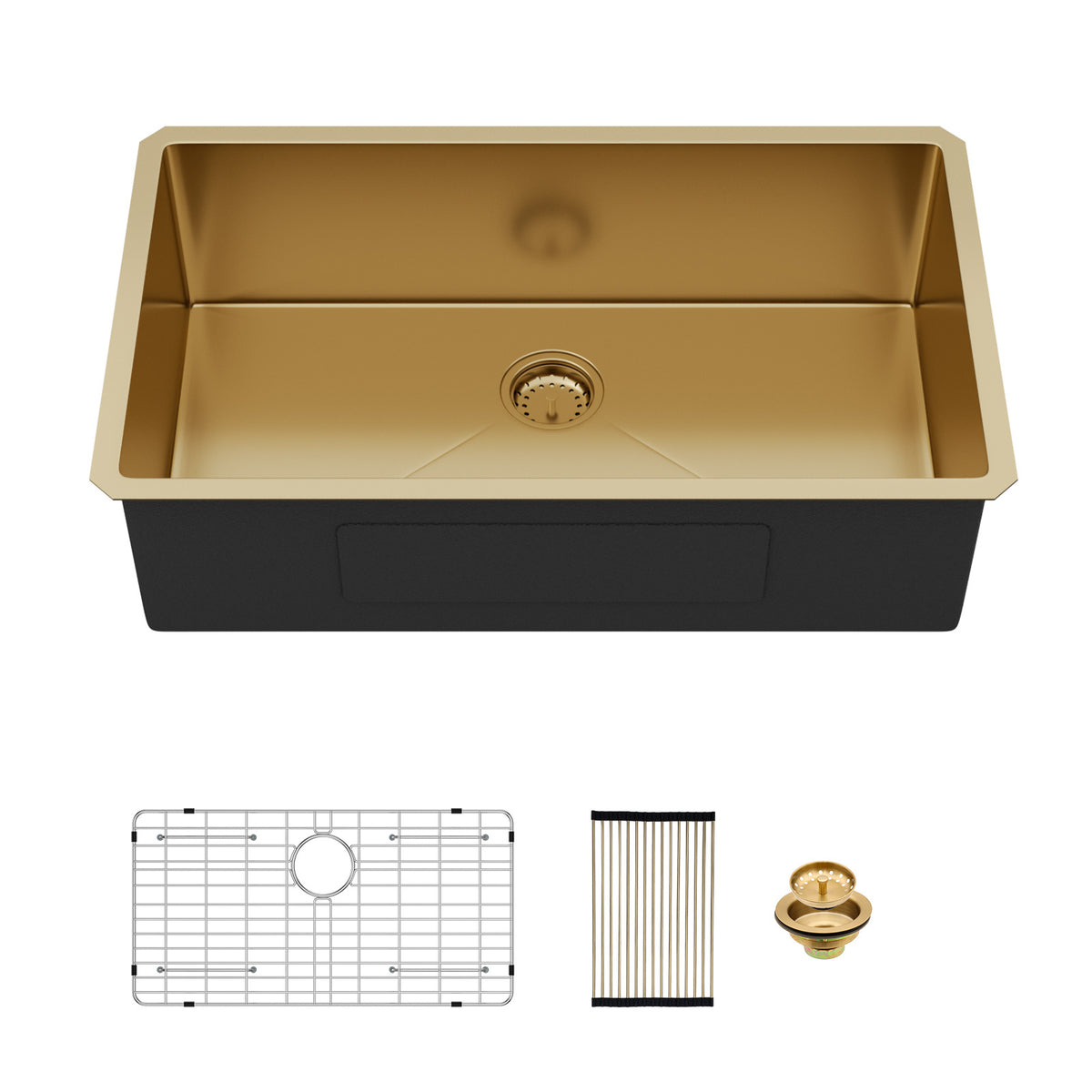 Gold Finish Undermount Stainless Steel Kitchen Sink 32' x 19' 16 Gauge Deep Sing