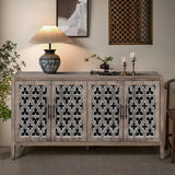 Hollow Four Door Antique Cabinet American Country Style Brown