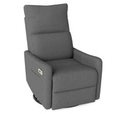 Velvet Recliner Swivel Power Dark Gray