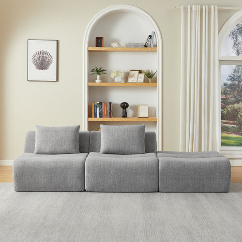 Sofa Oversized Chenille Gray 3 Seat 107 In No Assembly Pocket Spring