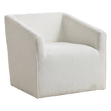 Swivel Barrel Armchair - Chenille Upholstered - Round Metal Base